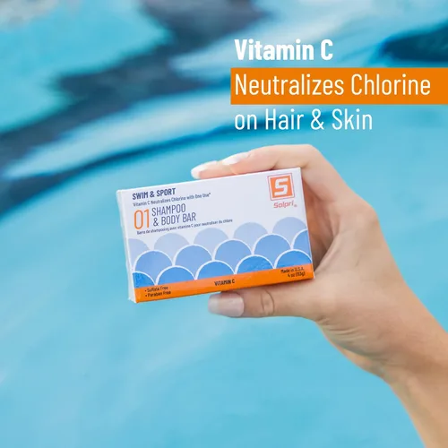 Miniatura 2 de Barra de jabón de champú de natación para cabello y cuerpo sin perfume con vitamina C para eliminar el cloro, 4 onzas