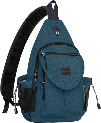 Miniatura 8 de MOSISO - Mochila bandolera/cruzada de lona para senderismo con bolsillo antirrobo Blanco perla