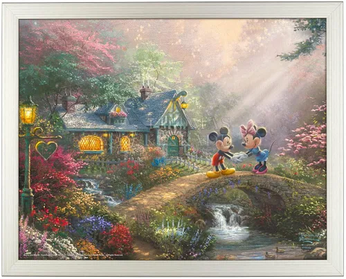Miniatura 9 de Thomas Kinkade Studios Mickey and Minnie - Puente cariño de 11 x 14 pulgadas, marco negro satinado