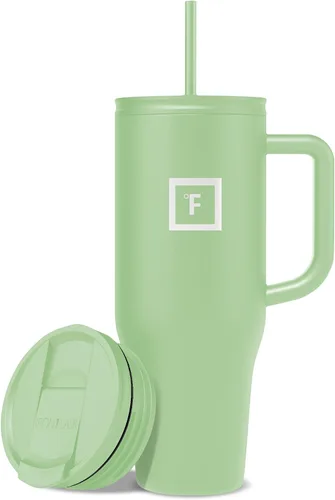 Miniatura 44 de IRON °FLASK Co-Pilot - Vaso aislante de 40 onzas con pajita y tapas abatibles - Botella con portavasos para bebidas frías o calientes - A prueba
