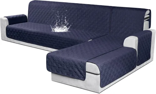 Miniatura 10 de VANSOFY Fundas para Sofá Seccional 100% Impermeables Funda Deslizable para Sofá en Forma de L 3 Piezas Reversible Funda para Chaise Lounge para Sofá
