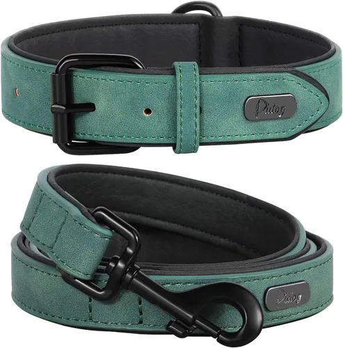 Miniatura 8 de Didog Collar de perro de piel sintética acolchado suave, transpirable y ajustable para perros pequeños, cómodo para paseos diarios, marrón, ajuste M