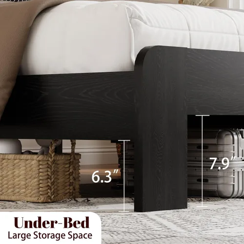 Miniatura 7 de Marco de Cama de Madera Tamaño Full con Cabecera de Almacenamiento, Marco de Cama de Plataforma Estilo Granja con Estante de Librería y Luces LED