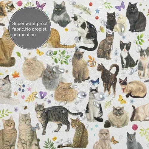 Miniatura 5 de Cortina de ducha de gato para baño con ganchos, lindo gatito colorido de dibujos animados con patas de mascotas para amantes de los gatos, regalo