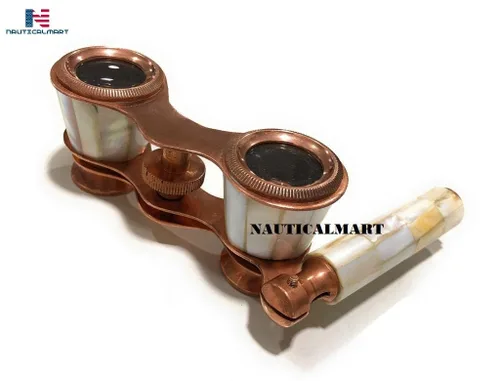 Miniatura 5 de NauticalMart - Binocular de latón con nácar – Binocular antiguo de ópera de NauticalMart Vintage Marine Spyglass Binocular coleccionable Instrumento