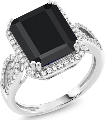 Miniatura 9 de Gem Stone King 5-8 Cttw Halo Ring for Women 925 Sterling Silver Emerald Cut 12X10MM Gemstone Birthstone Fine Jewelry for Her Mom Wife