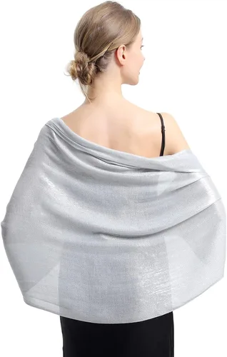 Miniatura 2 de Chales y envolturas metálicas brillantes, chal de pashmina con purpurina para mujer, vestidos formales de fiesta de noche