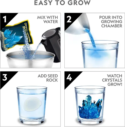 Miniatura 4 de National Geographic - Kit de cultivo de megacristales para niños, 6 cristales con soporte iluminado, regalos de ciencia para niños de 8 a 12 años