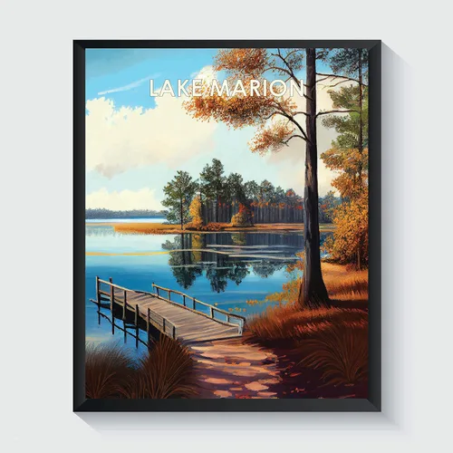 Miniatura 17 de Yellowstone Lake - Póster impreso artístico, ilustración, arte de pared, decoración de paisaje retro, paisaje, obra de arte para decoración de Lago