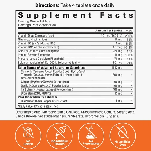 Miniatura 5 de Force Factor Better Turmeric - Paquete de 3 suplementos de apoyo articular con cúrcuma HydroCurc, soporte para articulaciones de fuerza clínica, 360