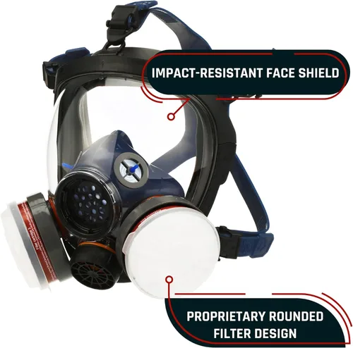 Miniatura 3 de Parcil Distribution Full Face Respirator Mask - Air Purifying, Organic Vapor & Particulate - Industrial Use - CE Tested Pd-100 Azul Ártico