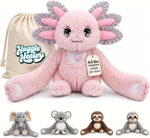 Miniatura 13 de Huggle Healers Animales de peluche con peso para adultos, adolescentes y niños, brazos de felpa de 36 pulgadas de largo para abrazos, peluche