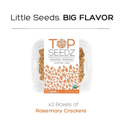 Miniatura 3 de Top Seedz Galletas de semillas de romero orgánicas certificadas sin gluten, paquete de 2, 5 onzas, galletas veganas saludables con proteína a base