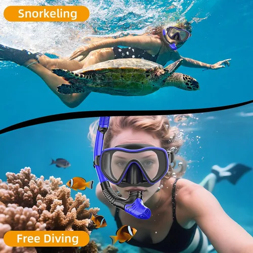 Miniatura 7 de Snorkeling Gear for Adults, Dry Snorkel Set 180° Panoramic Wide View Anti-Fog Scuba Diving Mask, Professional Snorkel Gear for Free Breathing