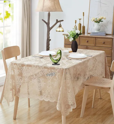 Miniatura 7 de ASATEX Mantel de encaje redondo negro de 36 pulgadas. El patrón floral clásico y elegante es la elección ideal para cualquier comedor de lujo