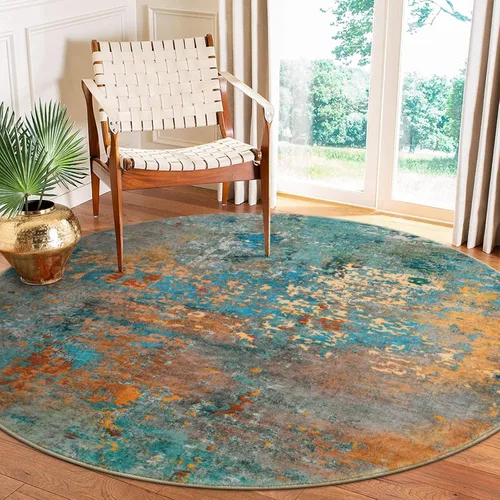 Miniatura 34 de Lahome Alfombra redonda moderna abstracta de 3 pies, color azul, lavable, de 3 x 3 pies, para cocina, entrada, suave, pequeña, antideslizante