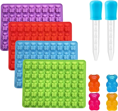 Miniatura 12 de Moldes redondos para caramelos de gomitas, 220 moldes de silicona para caramelos con 2 cuentagotas para caramelos duros, gomitas, caramelos