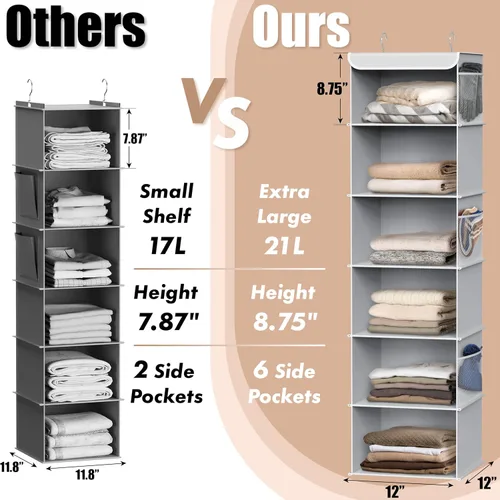 Miniatura 4 de Organizador clóset para colgar estantes Gris
