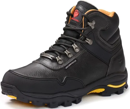 SUREWAY Men's 6" Soft/Steel Toe Heavy Duty Waterproof Work Boot - Leather,Lace Up,Oil/Slip Resistant Dual-Density Comfortable EH Construction