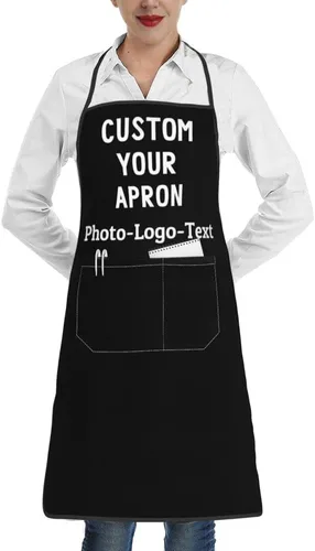 Delantales personalizados para adultos, delantal personalizado con logotipo de foto, delantal impermeable con 2 bolsillos