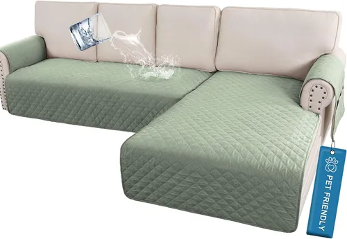 Miniatura 15 de H.VERSAILTEX Fundas de sofá para sofá seccional, 2 piezas, funda de sofá en forma de L, 100% impermeable y lavable, protector de sofá para perros