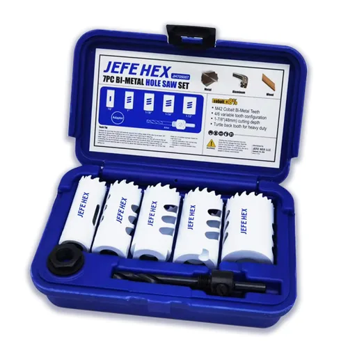 Miniatura 8 de JEFE HEX Juego de sierra de agujero de 13 piezas, kit de sierra de agujero bimetálica, juego de cortador de agujeros bimetálico M42 con sierra