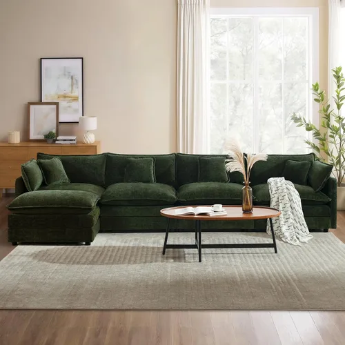 Miniatura 23 de Sofá seccional modular convertible de 76.7", sofás de dos plazas de chenilla con asiento profundo y cojines tipo loveseat para sala de estar, Beige