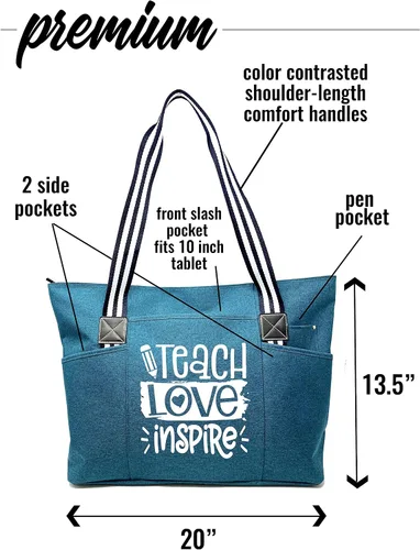 Miniatura 31 de Brooke & Jess Designs Teacher Tote Bag for Work - Teacher Handbag Gifts for Women, Teacher Bag Best Teacher Appreciation Gift