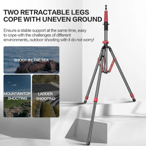 Miniatura 7 de FreeSea Soporte de luz de aluminio, soporte de trípode ajustable para fotografía, 260cm/102inch Studio Trípode resistente para Speedlite Flash