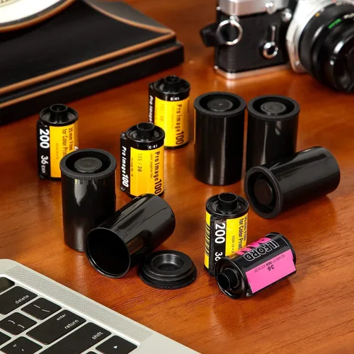 Miniatura 2 de 1.378 in Calibre Plástico Film Canisters con tapas -10pc (negro)