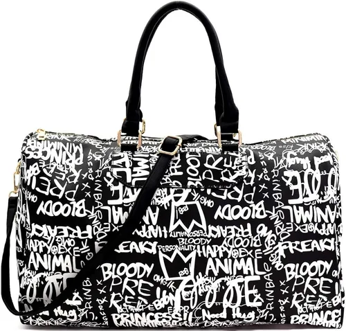 Bolsas de mano, bolsas, mochilas y bandoleras de diseño retro vintage multicolor tipo grafitti en tonalidades neón