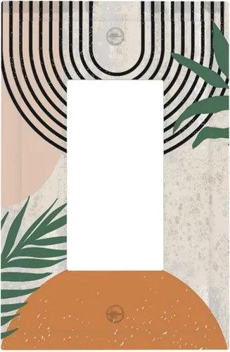 Miniatura 144 de Placa de pared eléctrica de 1 gang sin dispositivo en blanco, bohemio naranja vintage años 70 60s beige amanecer puesta de sol mediados de siglo