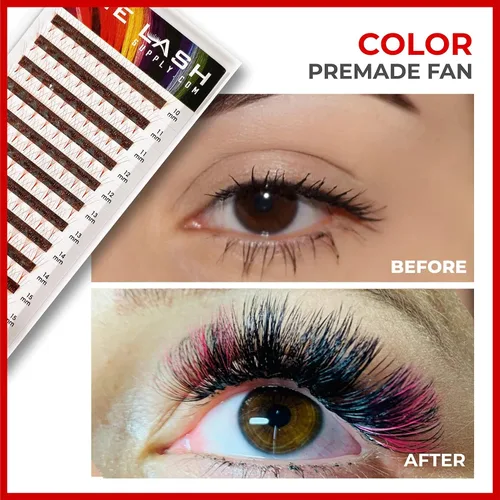 Miniatura 7 de THE LASH SUPPLY 120 abanicos de Halloween, extensiones de pestañas de color prefabricadas 6D, rizo CC, longitud de mezcla de 0.39 a 0.63 pulgadas