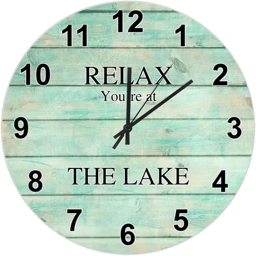 Miniatura 21 de UFunhome Reloj de pared de granja Lake Relax You're at The Lake Silent Non-Ticking Vintage Country reloj de grano de madera a pilas para el hogar
