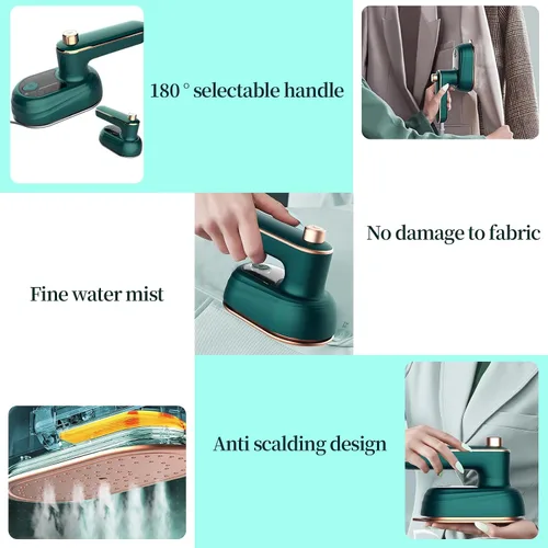 Miniatura 3 de Vaporizador para ropa, mini máquina de planchar, vaporizador de mano giratorio de 180°, 38 W, vaporizador de viaje plegable para tela, ropa