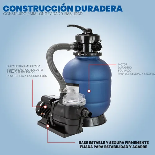 Miniatura 5 de XtremepowerUS Bomba de piscina de 3/4 HP con filtro de arena de 13", 2,400 GPH para conjunto de piscina sobre el suelo con válvula multipuerto hasta