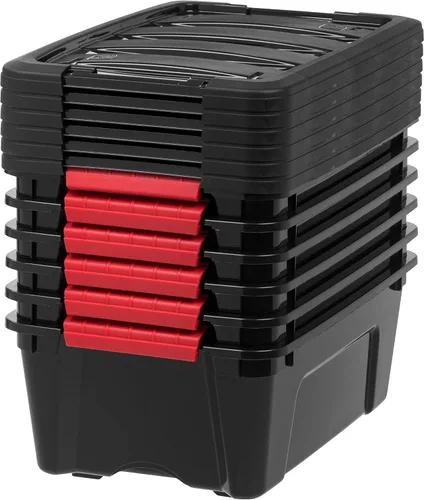 Miniatura 6 de IRIS USA - Caja de almacenamiento de plástico de 13 cuartos de galón con tapa y pestillos – Paquete de 6 – sin BPA, solución de organización