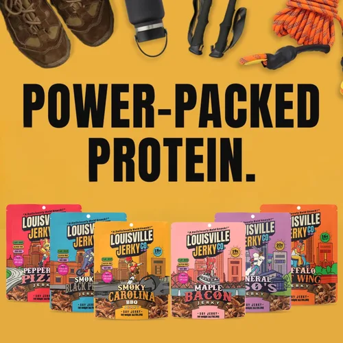 Miniatura 4 de Louisville Vegan Jerky - Buffalo Hot Wing Carne vegana y vegetariana - Cecina para morder los labios - Snacks veganos altos en proteínas sin gluten