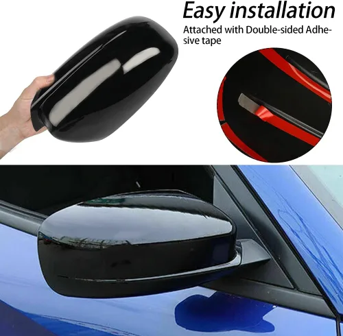 Miniatura 3 de SPORTULI Cubiertas negras para espejo retrovisor lateral del vehículo + cubiertas de manija de puerta de repuesto para Dodge Charger 2011-2022 2023