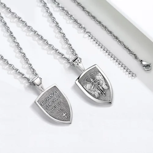 Miniatura 161 de Eusense San Miguel San Cristóbal San Benito San Judas Virgen María Collar chapado en oro 925 joyería religiosa para hombres y mujeres, collar