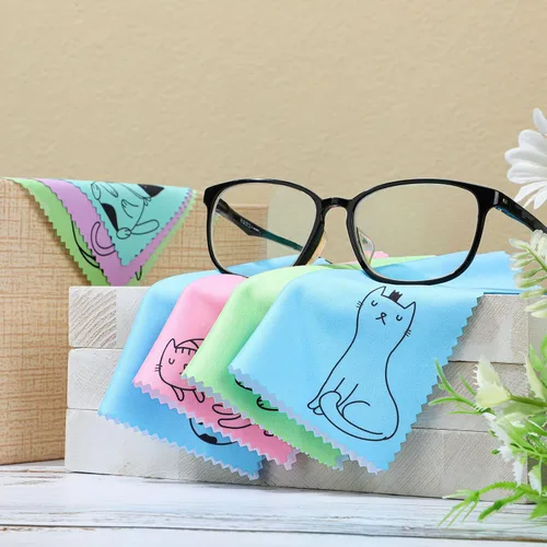 Miniatura 6 de Sinmoe 20 piezas de paño de limpieza de microfibra con diseño de gatito lindo, paño de microfibra de regalo, suave y multicolor, limpiador de gafas