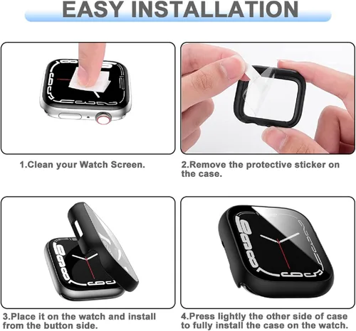 Miniatura 6 de Rontion Juego de 6 fundas rígidas de policarbonato con protector de pantalla de vidrio templado incorporado Compatible con Apple Watch Series 9 8 7