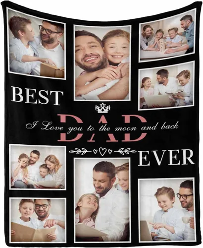 Miniatura 18 de InterestPrint Customized Blankets with Photos Gifts for Dad on Father's Day Birthday, Dad Blanket from Daughter Son Wife Personalized Throw Gifts