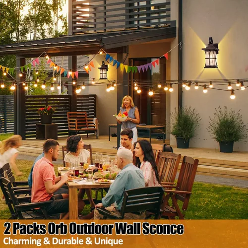 Miniatura 6 de 2 paquetes de luz de pared para exteriores, lámpara de exterior de bronce cepillado al óleo, impermeable, apliques para porche, iluminación montada