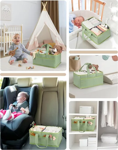 Miniatura 6 de URMYWO Organizador de Pañales - Organizador de Pañales Impermeable para Bebé con Asa, Organizador de Guardería Portátil Cesta de Almacenamiento