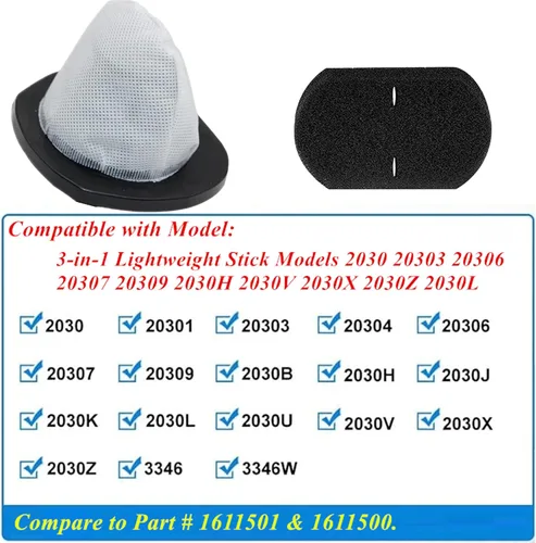 Miniatura 3 de Paquete de 4 filtros 2030 de repuesto para modelos de vacío Bissell 2030, 2030B, 2030J, 2030K, 2030L, 2030H, 2030V, 2030X, 2030Z, 2030Z, 2030U
