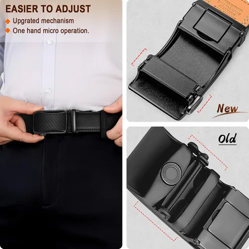 Miniatura 5 de BULLIANT Cinturón de trinquete para hombre, cinturón deslizante ajustable de cuero para hombre, pantalón casual de 1 38 pulgadas, tamaño ajustable