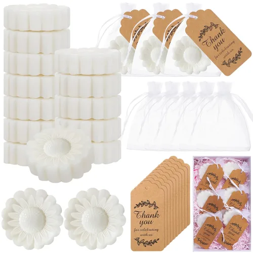 Juego de 25 mini jabones de girasol para regalos de fiesta de boda, regalos de despedida de soltera, jabón de baby shower, regalos para invitados,