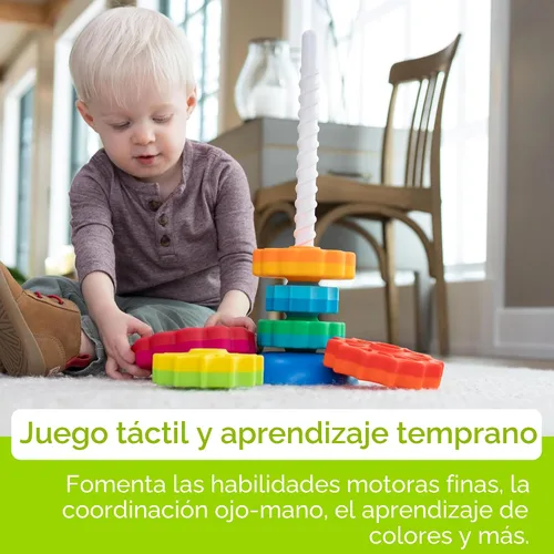 Miniatura 6 de Fat Brain Toys SpinAgain, juguetes para apilar y girar para bebés y niños pequeños de 1 año o más