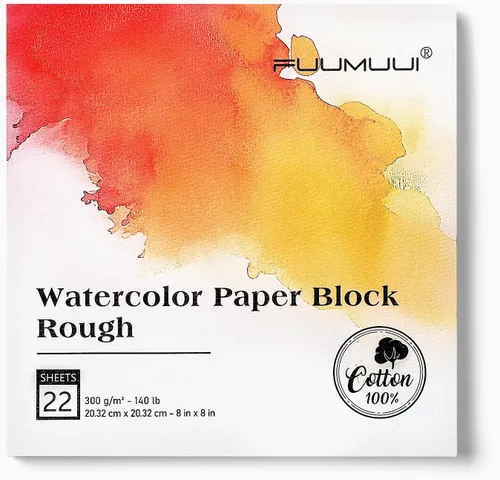 Miniatura 14 de Bloc de Papel de Acuarela, Fuumuui 5.5 x 8.5 pulgadas Papel 100% Algodón (20 Hojas, 140lb/300g), Encuadernado en Espiral para Pintar, Dibujar